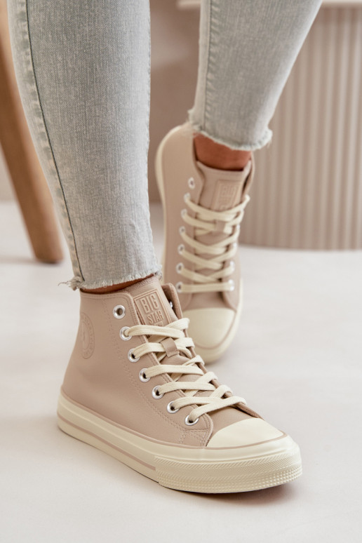 Freizeitschuhe sich Zuarm laufen aus Öko-Leder Beige Big Star OO274934 Freizeitschuhe sich Zuarm laufen aus Öko-Leder Beige Big Star OO274934