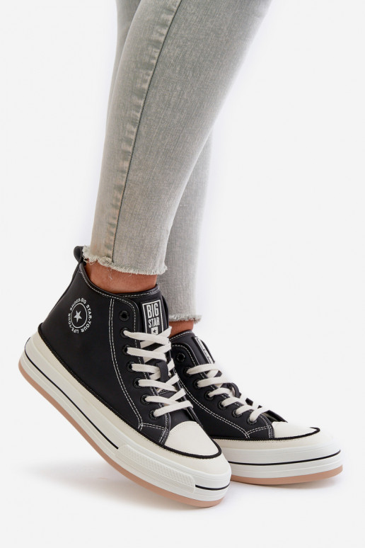 sich Zuarm laufen Freizeitschuhe mit einer Plattform Eko Haut Big Star OO274062 schZuarze Farbe