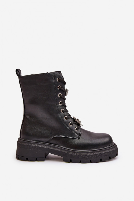 Arbeitsstiefeletten Feminin Eko Haut Z Przypinkami schZuarze Farbe Kristines Arbeitsstiefeletten Feminin Eko Haut Z Przypinkami schZuarze Farbe Kristines