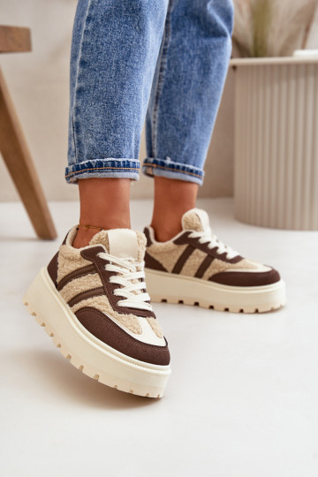sich Zuarm laufen Sneakers Stilvollllschuhe Feminin mit einer Plattform mit AufZuärmen braune Farbe Daivlene 2