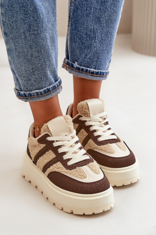 sich Zuarm laufen Sneakers Stilvollllschuhe Feminin mit einer Plattform mit AufZuärmen braune Farbe Daivlene