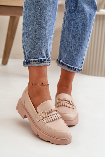 Mokassins für Damen mit Ornamenten Eko Haut Beige Tialorae