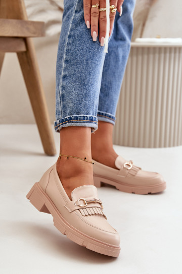 Mokassins für Damen mit Ornamenten Eko Haut Beige Tialorae 2