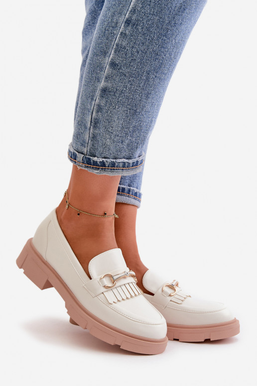 Mokassins für Damen mit Ornamenten Eko Haut Zueiße Farbe Tialorae