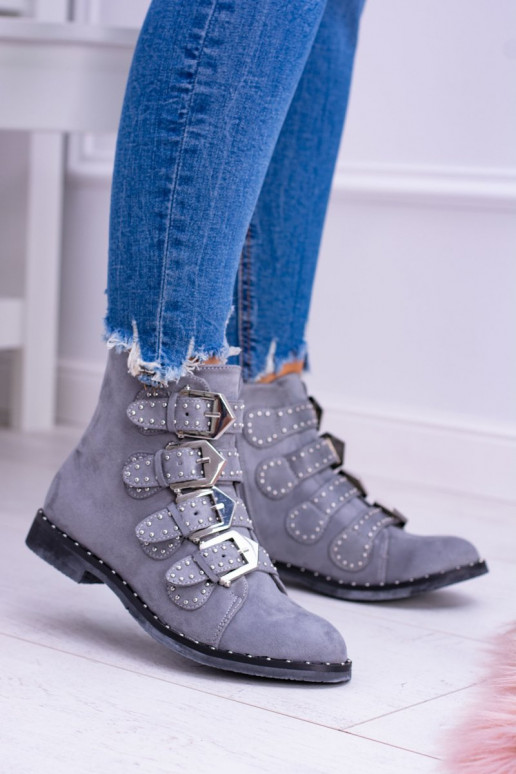 Lu Boo Grey Virginia Rock Star Nietenstiefel Zamsz Lu Boo Grey Virginia Rock Star Nietenstiefel Zamsz