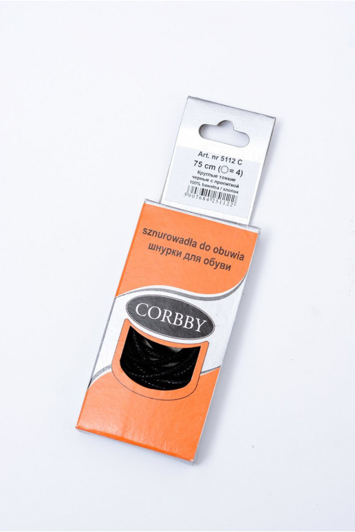 Corbby schwarze gewachste schmale Schnürsenkel