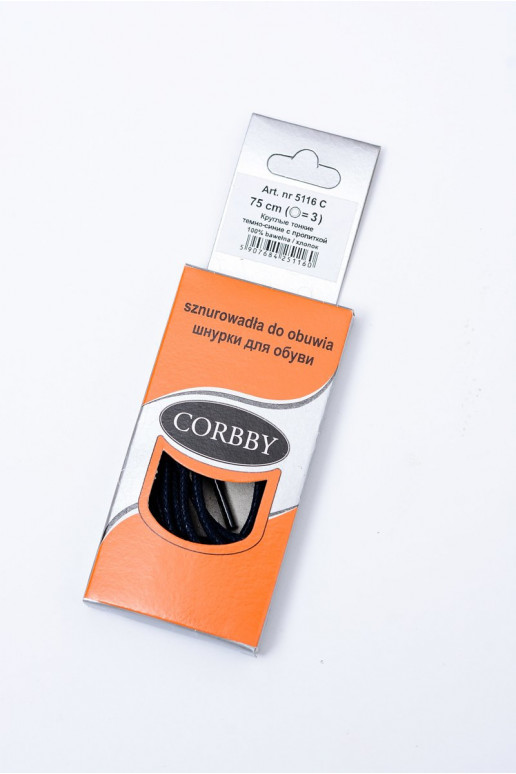 Corbby Navy gewachste schmale Schnürsenkel