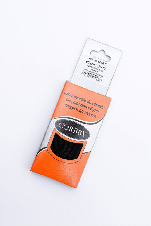 Corbby Schwarze dünne runde Schnürsenkel