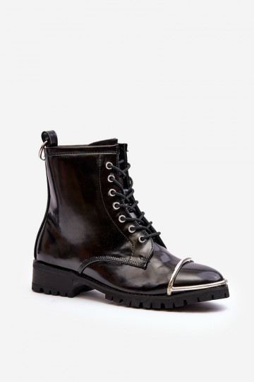 Damenstiefel Lu Boo schwarze Stiefel mit Stahldetails Jacksy
