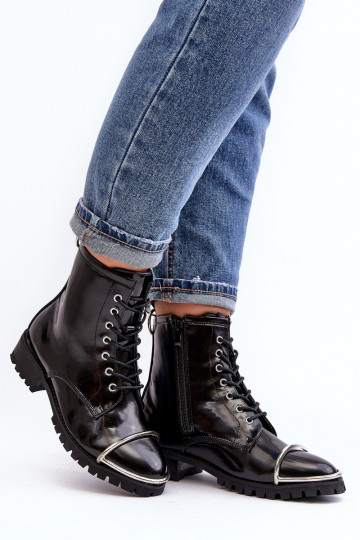 Damenstiefel Lu Boo schwarze Stiefel mit Stahldetails Jacksy 2