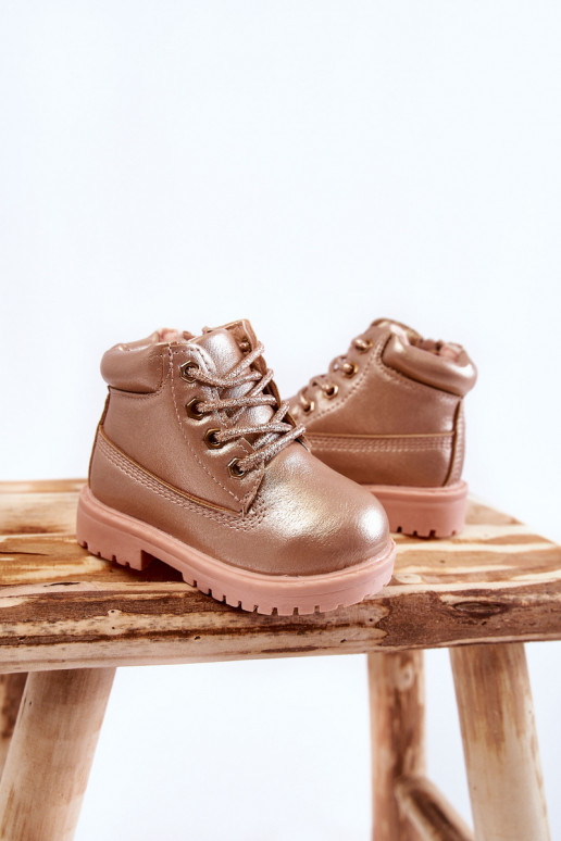 Kinder-Schnürstiefel in der Farbe Roségold Dexter