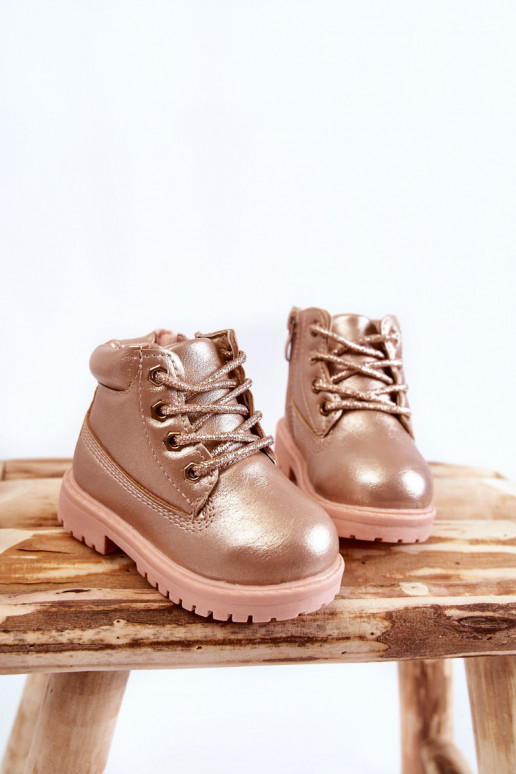 Kinder-Schnürstiefel in der Farbe Roségold Dexter