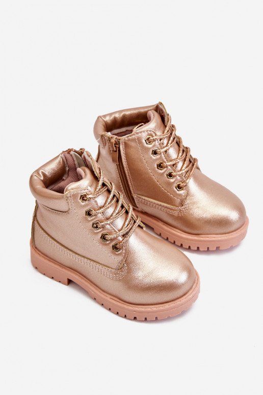 Kinder-Schnürstiefel in warmer Roségoldfarbe Dexter