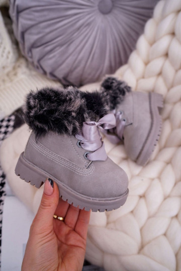 Kinderstiefel mit Fell in der Farbe Grau von Tesoro