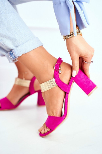 Damen-Sandalen aus Wildleder in Rosa Viel Spaß 2