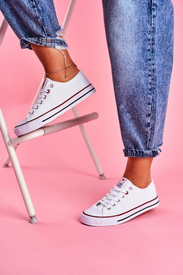 Klassische Freizeitschuhe in weißer Farbe mit rotem Dekor von Ecoma 2