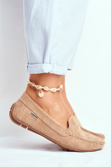 Damen-Mokassins in Beige aus Morreno-Wildleder 2