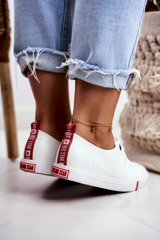 Damen-Freizeitschuhe Big Star GG274005 Weiß-rote Farbe