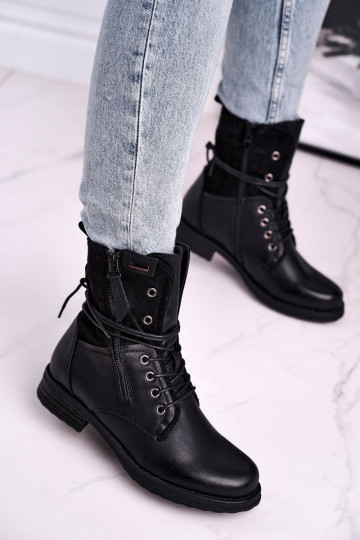 Modische massive Stiefel in schwarzer Farbe Perfecto
