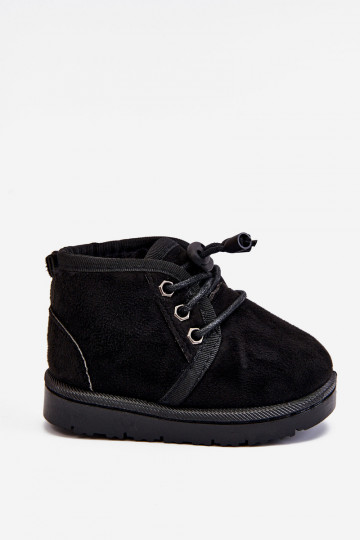 Schnür-Schneestiefel für Kinder mit Fell in Schwarz Hunter 2