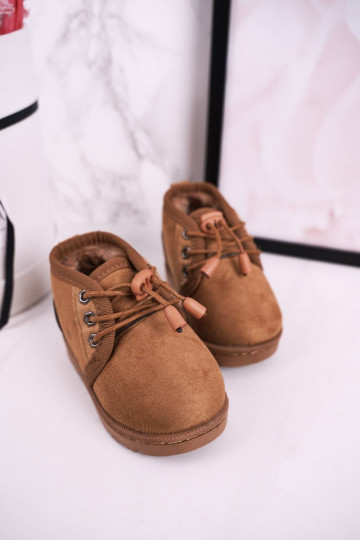 Schnür-Schneestiefel für Kinder mit Fell in Braun Hunter 2