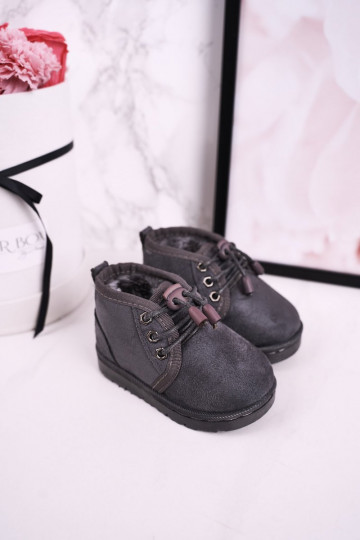 Schnür-Schneestiefel für Kinder mit Fell in Grau Hunter 2