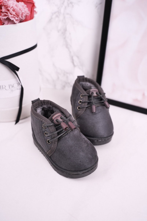 Schnür-Schneestiefel für Kinder mit Fell in Grau Hunter Schnür-Schneestiefel für Kinder mit Fell in Grau Hunter