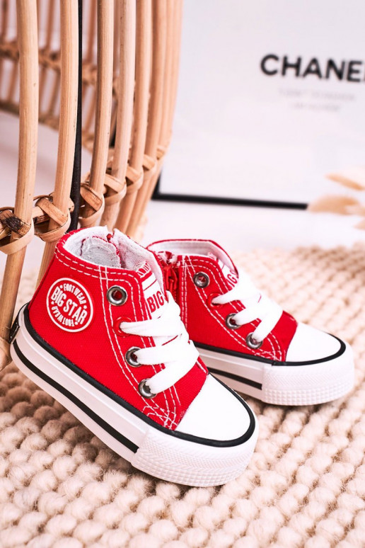 Kinder-Freizeitschuhe mit Sohlen und Reißverschlüssen BIG STAR HH374190 rote Farbe