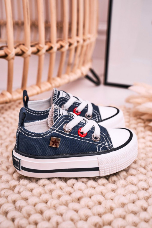 Klassische Kinder-Sneakers mit flacher Sohle BIG STAR HH374195 dunkelblau Klassische Kinder-Sneakers mit flacher Sohle BIG STAR HH374195 dunkelblau