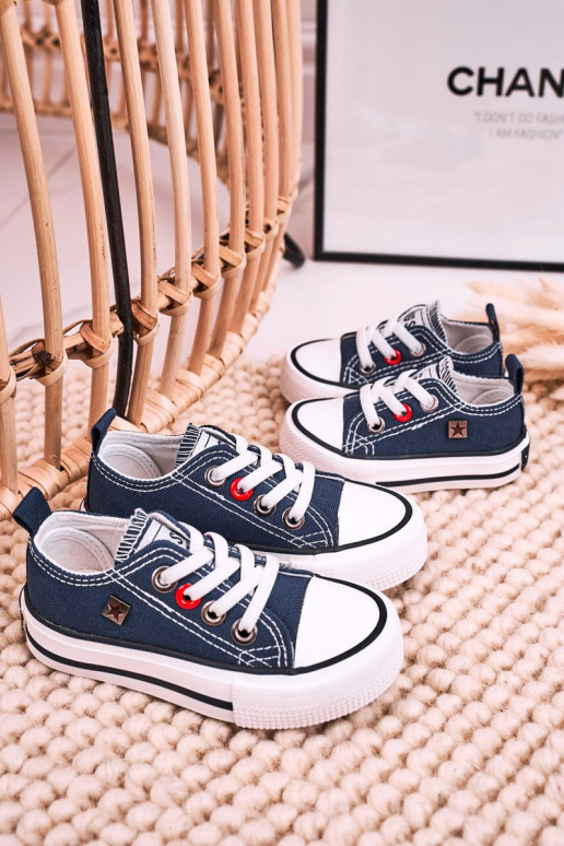 Klassische Kinder-Sneakers mit flacher Sohle BIG STAR HH374195 dunkelblau Klassische Kinder-Sneakers mit flacher Sohle BIG STAR HH374195 dunkelblau