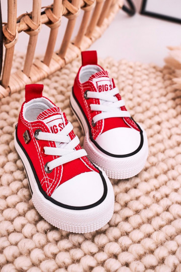 Klassische Kinder-Sneakers mit flacher Sohle BIG STAR HH374196 in roter Farbe 2