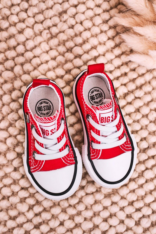 Klassische Kinder-Sneakers mit flacher Sohle BIG STAR HH374196 in roter Farbe Klassische Kinder-Sneakers mit flacher Sohle BIG STAR HH374196 in roter Farbe