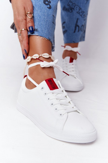 Sneakers aus Naturleder mit Zierstreifen BIG STAR DD274685 weiße Farbe