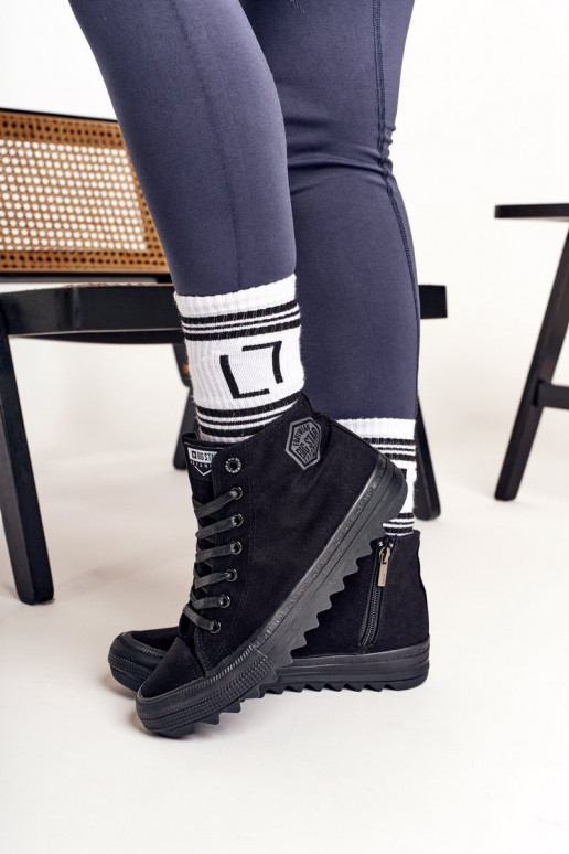 Freizeitschuhe mit Sohlen mit breiten Sohlen BIG STAR FF274244 schwarze Farbe Freizeitschuhe mit Sohlen mit breiten Sohlen BIG STAR FF274244 schwarze Farbe