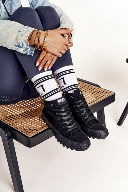 Freizeitschuhe mit Sohlen mit breiten Sohlen BIG STAR FF274244 schwarze Farbe Freizeitschuhe mit Sohlen mit breiten Sohlen BIG STAR FF274244 schwarze Farbe