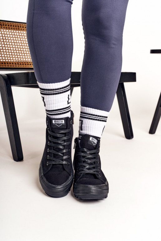 Freizeitschuhe mit Sohlen mit breiten Sohlen BIG STAR FF274244 schwarze Farbe Freizeitschuhe mit Sohlen mit breiten Sohlen BIG STAR FF274244 schwarze Farbe