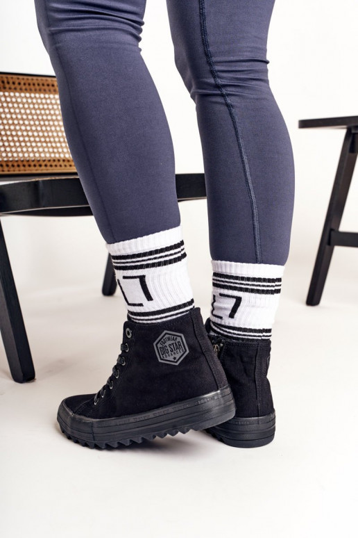 Freizeitschuhe mit Sohlen mit breiten Sohlen BIG STAR FF274244 schwarze Farbe Freizeitschuhe mit Sohlen mit breiten Sohlen BIG STAR FF274244 schwarze Farbe