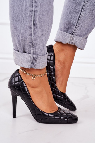 Elegante gesteppte Schuhe mit hohen Absätzen in der Farbe Schwarz Rosanna 2