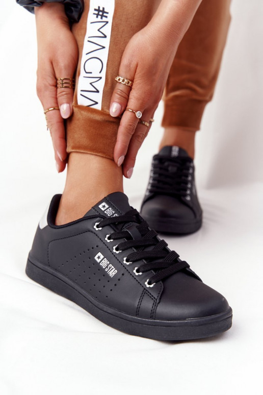 Naturleder-Sneaker BIG STAR DD274586 Schwarz und Silber