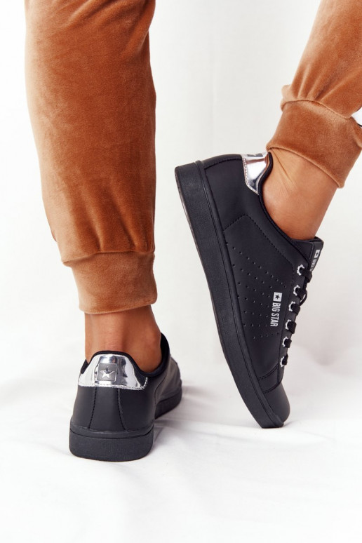 Naturleder-Sneaker BIG STAR DD274586 Schwarz und Silber