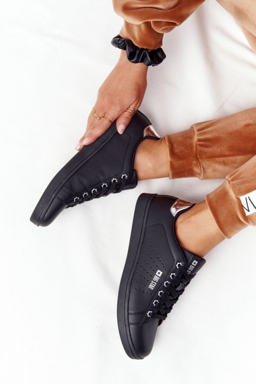 Naturleder-Sneaker BIG STAR DD274586 Schwarz und Silber