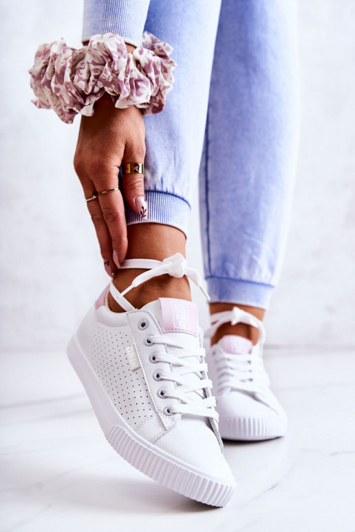 Naturleder-Sneaker BIG STAR HH274073 Weiß-rosa Farbe Naturleder-Sneaker BIG STAR HH274073 Weiß-rosa Farbe