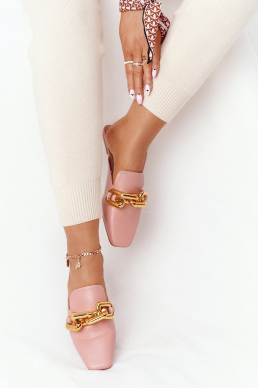 Rosa Call On Me-Hausschuhe mit Kettenabsatz Rosa Call On Me-Hausschuhe mit Kettenabsatz