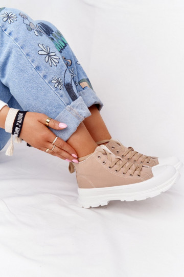 Hellbraune Trissy-Freizeitschuhe mit breiten Sohlen