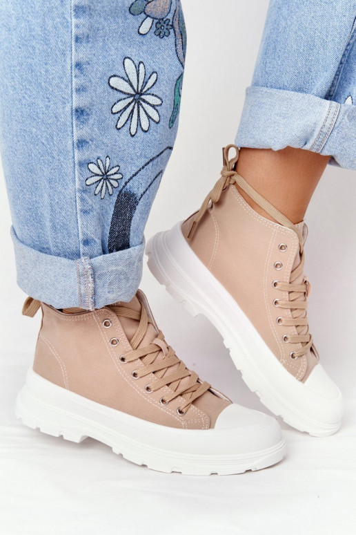 Hellbraune Trissy-Freizeitschuhe mit breiten Sohlen Hellbraune Trissy-Freizeitschuhe mit breiten Sohlen
