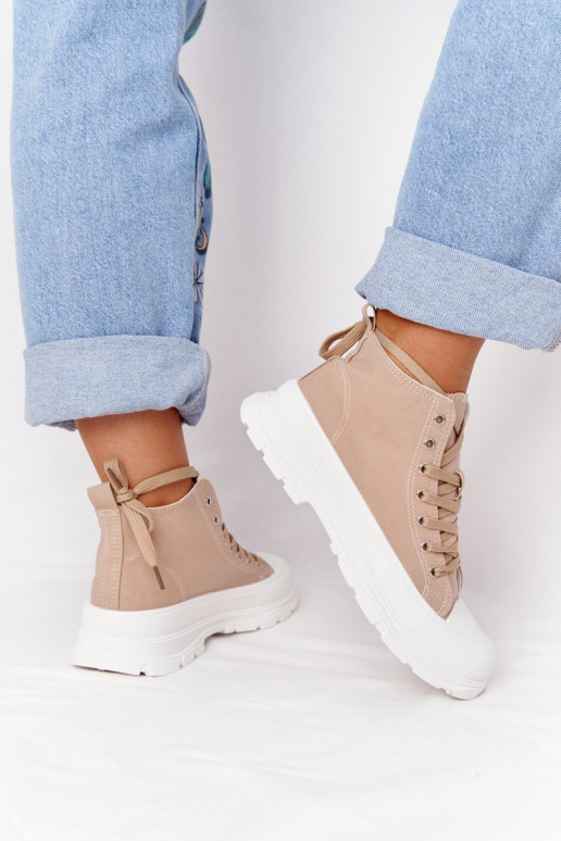 Hellbraune Trissy-Freizeitschuhe mit breiten Sohlen Hellbraune Trissy-Freizeitschuhe mit breiten Sohlen