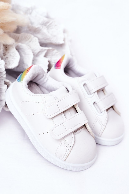 Kindersneaker mit Klebeverschlüssen Weiß-Regenbogenfarbe Cute Girl