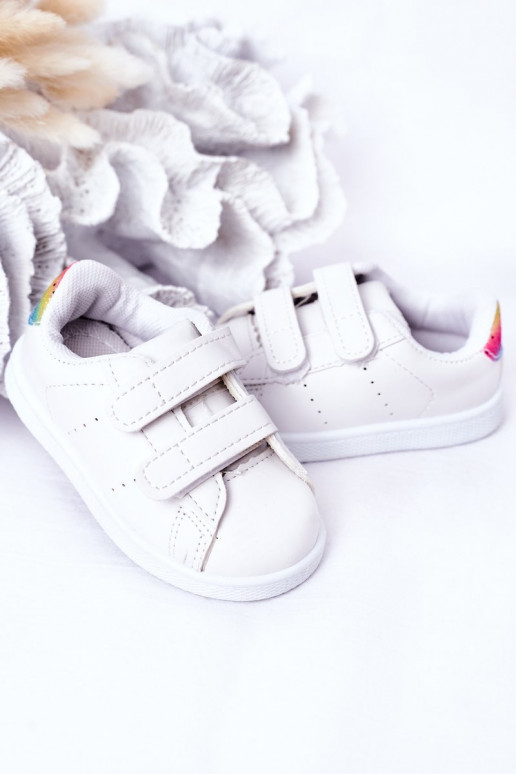 Kindersneaker mit Klebeverschlüssen Weiß-Regenbogenfarbe Cute Girl