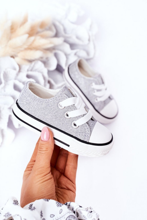 Kinder-Freizeitschuhe mit glänzender silberner Bling-Bling-Farbe