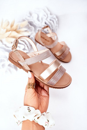 Glänzende Kindersandalen in der Farbe Roségold, Natalie 2